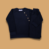 Black Golden Buttoned Sweatshirt and Trouser set (slim fit)